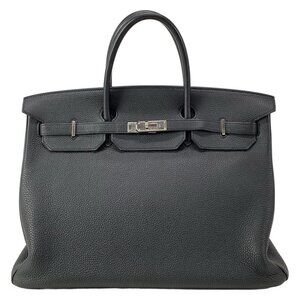 Auth HERMES Birkin 40 Black Togo X Handbag